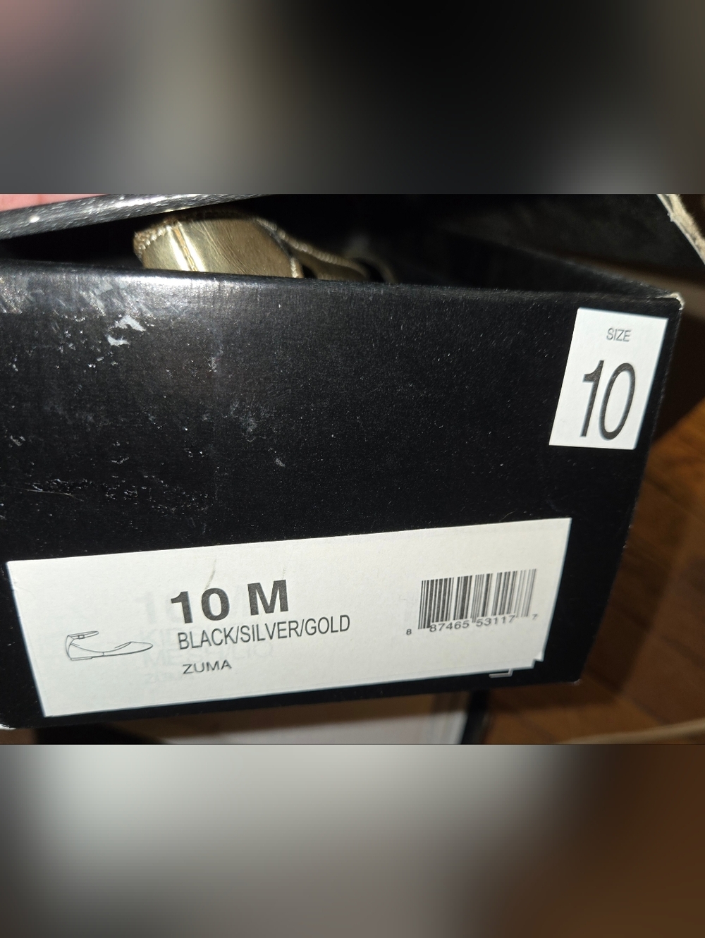 BNIB BCBG Zuma Black & Gold Ankle Strap Flats Sz 10 M - Picture 8 of 8